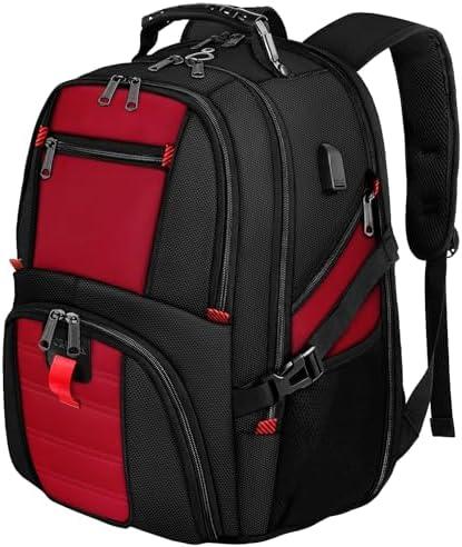 Travel Backpack, Extra Large 50L Laptop Backpacks for Men Women, Water Resistant College Backpack Airline Approved Business Work Bag with USB Charging Port Fits 17 Inch Computer, Bright Red