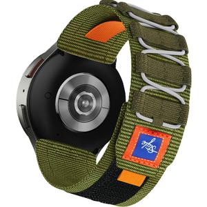 Nylon Loop Elastic Bands Compatible with Samsung Galaxy Watch 3 45mm Band/Galaxy Watch 46mm/Gear S3 Frontier, 22mm Sport Smart Watch Bands Adjustable Quick Release Straps for Women Men. (Green)