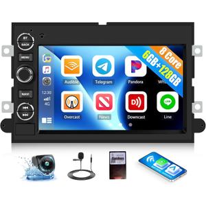 6+128G 8-Core Android 15 Car Radio for Ford F150 2004-2008, F250 F350 Fusion Explorer, 7" Touch Screen Car Stereo with Wireless CarPlay Android Auto Bluetooth 5.0 32EQ GPS SWC WiFi FM Backup Camera