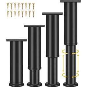 4 Pcs Adjustable Bed Support Legs for Beds Frame/Beds Center Slat, Metal Adjustable Furniture Legs 7.08-11.8 inch for Bed/Sofa/Cabinet/Couch/Dresser/Table
