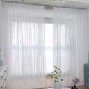 L&TEC Window Ivory Sheer Curtains 72 Inches Long 2 Panels Sheer Curtain Basic Rod Pocket Panel for Bedroom Children Living Room Yard Kitchen (Ivory, 52" W x 72" L | 2 pcs)