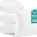 Oubonun 18 x 18 Throw Pillow Inserts - Soft, Plush & Decorative Down Alternative Pillows for Couch Sofa Bed, Machine Washable - White, Pack of 4