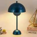 COSYLUX Modern Small Table Lamp for Bedroom, Cute Dome Shade Reflecting Light Reading Lamp for Living Room, Kid's Room, Study, Office, Beside Bedside Nightstand Desk Lamp (Pearl Blue)
