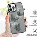 Butterfly Case for iPhone 12 Pro Case Cute Black and White Butterflies Print Pattern Design Phone Cases with Screen Protector for Women Girls Translucent Matte Slim Protective Cover