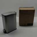 Slim Bathroom Trash Can with Lid Soft Close, 1.6 Gallon Stainless Steel Garbage Can with Removable Inner Bucket, Durable Step Pedal, Small Trash Bins for Toilet, Bedroom, Kitchen, Office (Silver)