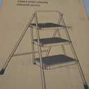 HBTower Step Ladder, Folding Step Stool with Wide Anti-Slip Pedal, Sturdy Steel Ladder, Convenient Handrail, Lightweight, Portable Steel Step Stool (Black)