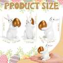 Easter Decorations Bunny Figurines, Set of 3 Elegant White Resin Rabbit Statues with Golden Eggs, Indoor Easter Spring Decorations for Home Tiered Tray Mantel Shelf Decor Tabletop Centerpiece