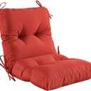 Outdoor Indoor Seat/Back Chair Tufted Cushion,All-Weather Patio Chair Cushion with Ties,for Patio Furniture,Red