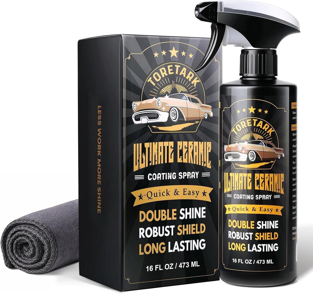 Toretark Ceramic Coating for Cars Odorless Car Wax Spray Premium Persistently Polish Cleaner High Hydrophobic & Gloss Polisher Coat 16 oz (EXP 04/28/28)