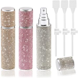 Portable 10ML Perfume Travel Refillable Bottle 3PCS, Bling Bling Crystal Rhinestones Travel Size Perfume Refill Atomizer Bottle,Mini Spray Bottle Empty for Refill