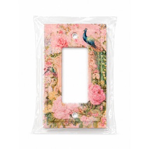 Outlet Covers Vintage Blue Boho Medal 1 Gang Wall Plate Single Rocker Light Switch Cover Bohemian Decorative GFCI Receptacle Cover Electrical Switchplate for Bathroom Home Decor