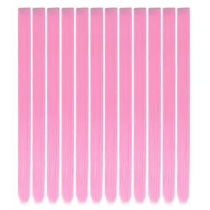 YaFex 4 Pcs Clip in Hair Extensions, 22 Inch Colored Hair Extensions Party Highlights Long Straight Synthetic Hairpieces for Women Kids Girls (Pink)