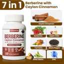 Berberine with Ceylon Cinnamon, 120 Count, 7 in 1 Berberine Supplement Ceylon Cinnamon Capsules, 1318mg | Immune Support | Premium Natural Supplement Boost | Vegan Friendly & Non-GMO
