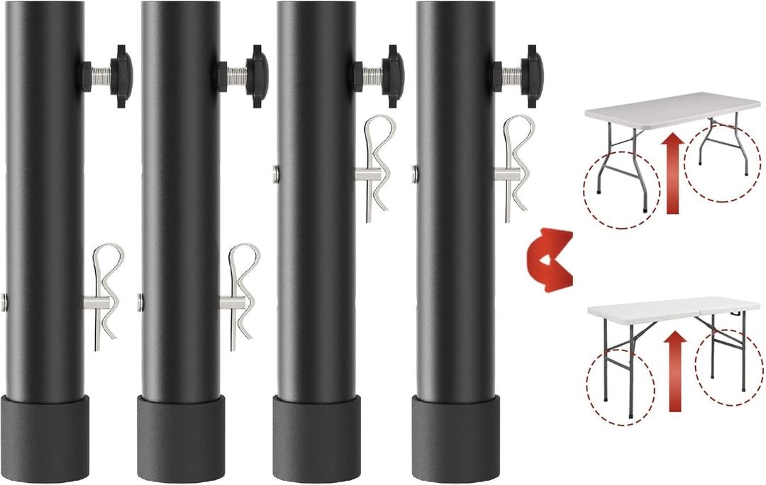 Folding Table Risers for Straight/Bent Leg, Durable Table Leg Extensions 2 Levels/Heights Table Leg Extenders 3.6in | 5.2in - All for Treating Your Back Pain (4-Pack)