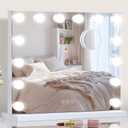 Vanity Mirror with Lights Lighted Makeup Mirror with Dimmable LED Bulbs,3 Color Lighting Modes,USB Charging Port Touch Control,Sturdy Metal Frame Design,White (50x40cm, 4.70)