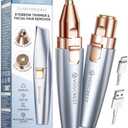 VG VOGCREST Eyebrow & Facial Trimmer: 2 in1 Rechargeable Facial Hair & Eyebrow Shaver - Painless LED Light (Sky Blue)