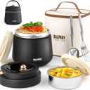 Thermo for Hot Food Adults 40OZ Soup Thermo Lunch Containers Wide Mouth Vacuum Insulated Food Jar Stainless Steel Leakproof Lunch Box with Spoon and Fork, Keeps Food Warm, Ideal Gift for Men and Women (Black)