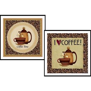 2 Pack DIY 5D Diamond Art Painting Coffee Cups 16x16 Inch for Adults Beginners. Round Full Drill Rhinestone Embroidery for Home Wall Decoration