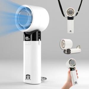 Portable Handheld Fan Turbo, High Speed Cooling Mini Fan Handheld, Digital Display,Portable Cold Air for Makeup, Travel, Camping, Outdoor Use,Gifts for Women (White)