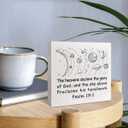 Christian Bible Verse Space Planets Baby Boy Nursery Room Wood Box Decor Sign, Religious Faith Christian Space Themed Toddler Room Decorations for Baby Boys