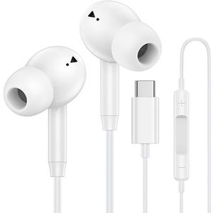 USB C Wired Earbuds Ear Buds for iPhone 17 16 Pro Max 16e 16 Plus 16Pro 15 Pro Max 15 Plus 15Pro 15 USBC in-Ear Headphones Wired Type C iPhone 16 Earbud Earphones Headsets with Microphone for Samsung (White)