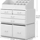 READAEER Makeup Organizer 3 Pieces Cosmetic Storage Case with 6 Drawers (White)