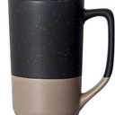 16 OZ Large Coffee Mug, Two Color Combination Big Ceramic Tea Cup with Square Handle with White Speckled for Men Women Restaurant Home Office Hot Drinks, Grey (Gray)