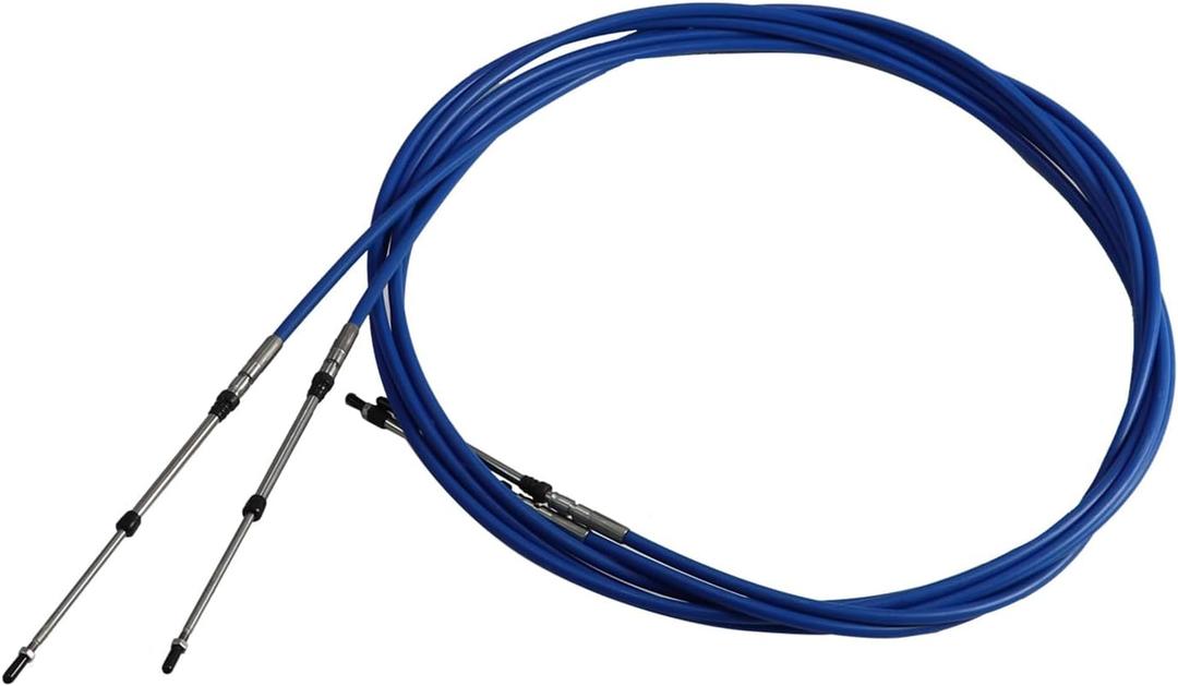 8FT 15FT 16FT 24FT 30FT Marine Throttle Shift Control Cable 3300/33C Blue Compatible with Marine Outboard Engine Control Box (12ft/3.6 Meter,2Pcs)