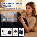 2-in-1 Travel Pillow & Blanket, Airplane Neck Pillow with Neck Support, Supersoft Lightweight Throw Blanket, Airplane Essentials (Blue)