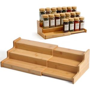 JinDoWin Spice Rack Organizer For Cabinet, Spice Organization For Cabinet, Spice Rack For Countertop,15.7 Inch Adjustable Seasoning Organizer Spice Organizer (1 Pack, Medium)