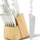 Knife Set, 15 Piece Premium Chef High Carbon Stainless Steel Kitchen Knife Block Set, Razor-sharp, Ergonomic Forged Triple Rivet Handle, Professional Knife Set for Kitchen, Dishwasher Safe(White)