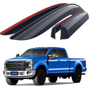 Goodyear Shatterproof Window Deflectors for Ford F250 to F550 Super Duty 2017-2026 Crew Cab, Tape-on Rain Guards, Window Visors, Vent Deflector Visor, Car Accessories, 4 pcs. - GY008801