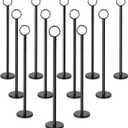 New Star Foodservice Ring-Clip Table Number Holder / Place Card Stand, 12 Inch, Black Finish, Set of 12