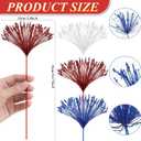 Dingion 12 Pack 4th of July Tree Decorations Red White and Blue Flowers Patriotic Artificial Glitter Picks Firework Stems 250th Anniversary Table Centerpieces for USA Vase Filler Independence Day