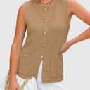PRETTYGARDEN Women's 2026 Spring Sweater Vest Sleeveless Button Down Knit Cardigan Tank Tops Summer Business Casual Outfits (Khaki,Small)