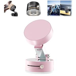 Oudvaker Foldable Magnetic Vacuum Phone Holder, 360° Electric Suction Car Mount, Double-Sided Swivel Stand for Car, Mirror, Gym, Kitchen, Hands-Free Portable Phone Holder (Pink)