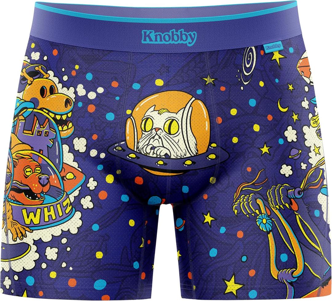 Knobby Mens Boxer Briefs - 4.5" Inseam, Moisture Wicking, Odor Control, Breathable, Tagless, Designer Underwear for Men (XL)