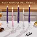 Flameless Advent Candles Set of 5 with Words, 10 Inch White, Purple & Pink Flameless Candle, Flameless Taper Candles for Advent Wreath, Flickering LED Candle with Remote