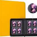Toploader Binder, 4-Pocket Double Sided Top Loaders Binder, Holds 128 Cards in 3"x4" Toploaders, PU Leather Card Binder Abulm for Toploader Trading, Sports, and Gaming Cards (Yellow)