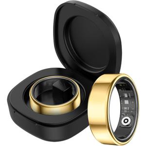 Smart Ring for Men Women Health Rings Heart Rate Sleep Monitor Step Counter Pedometer Sports Ring Fashion Fitness Tracker Ring with Charging Case Gold Rings for Android iOS Phones (12)