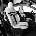 EKR Model 3 Seat Covers for Tesla Model 3 2024 2025 Long Range/Base(Not for Performance), SUV Seat Cover Full Set,Factory-Style Interior Upgrade,Easy-Wipe Protection,Leatherette(Black/White)