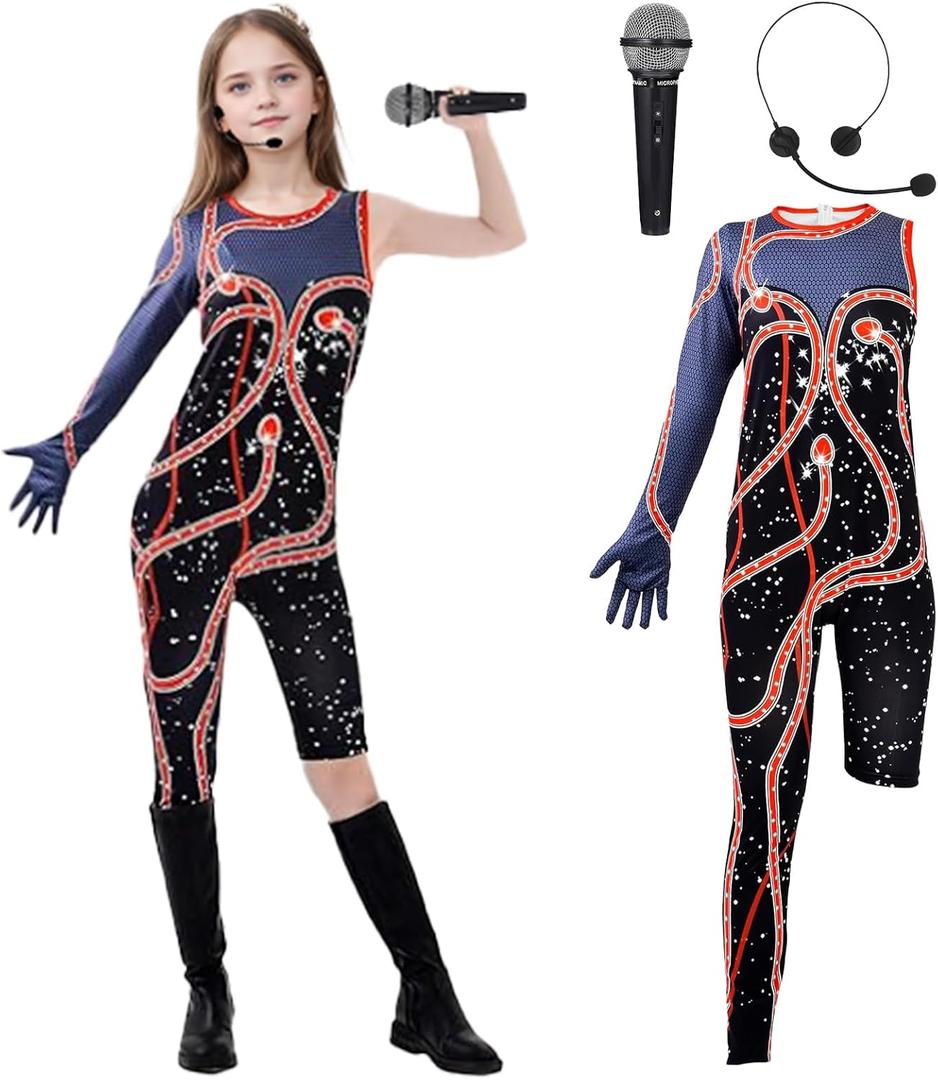 DreamJ Girls Snake Costume Outfit Singer Concert Bodysuit Cosplay Jumpsuit Halloween Costume (X-Large)