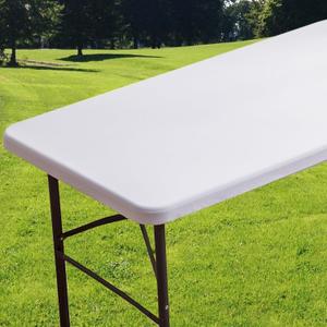 Rectangle Spandex 5 FT Fitted Tablecloth, Elastic Folding Picnic Table Cloth, Stretchy Patio Table Cover, Wipeable Tablecloths for Camping Outdoor Party Banquet 30X60 Inches White