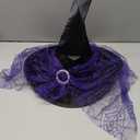 Edoneery Halloween Witch Hat for Women, Mesh Lace Fancy Dress Wizard Costume Accessory for Cosplay Parties