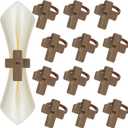 2 x 12 PCS Wood Crosses Easter Napkin Rings Wood Napkin Ring Holders Modern Ring Holder Serviette Buckles First Communion Decorations for Table Settings Kitchen Dinner Party Birthday Wedding