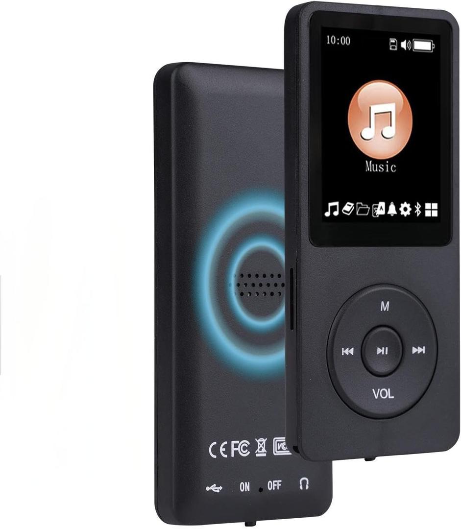 MP3 Player - Music Player with Bluetooth 5.2 HiFi Sound Shuffle Single LoopBuilt-in HD Speaker Voice Recorder Mini Design Ideal for Sport Supports up to 128GB TF Card-A3