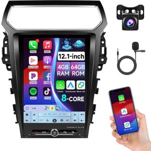 12.1" Car Radio for Ford Explorer 2011-2019, 4+64GB Touch Screen Stereo