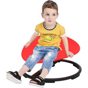 Kids Sensory Swivel Chair - Round Spinning Chair Seat for Balance, Coordination - Sensory Therapy Stool for Kids with Autism & ADHD - Active Indoor Play Set for Home & Classroom (Red)