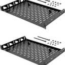 Tecmojo 1U Rack Shelf,19 inch Rack Shelf 12 inch Depth,Rack Mount Shelf with Anti-Slip Stops,Server Rack Shelf and Network Shelf for 19 in Equipments, 55lbs Capacity of Vented 1U Shelf,No Lip(2 Pack)