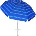 AMMSUN Beach Umbrellas for Sand Heavy Duty Wind Portable, 6.5 ft Beach Umbrella with Sand Anchor & UV Protection, Carry Bag for Outdoor Patio Garden Outdoor, Blue
